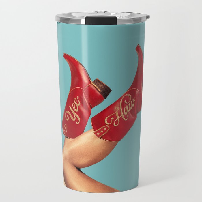 These Boots - Yee haw Cherry Red n Blue Travel Mug Gallery Image 1