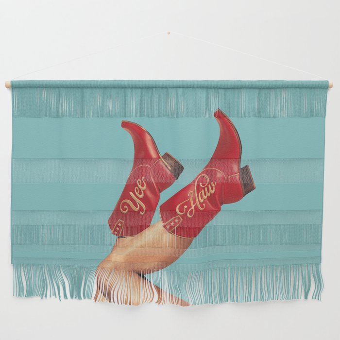 These Boots - Yee haw Cherry Red n Blue Wall Hanging Gallery Image 1