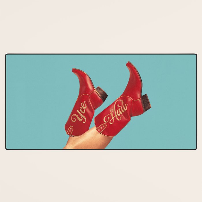 These Boots - Yee haw Cherry Red n Blue Desk Mat Gallery Image 3
