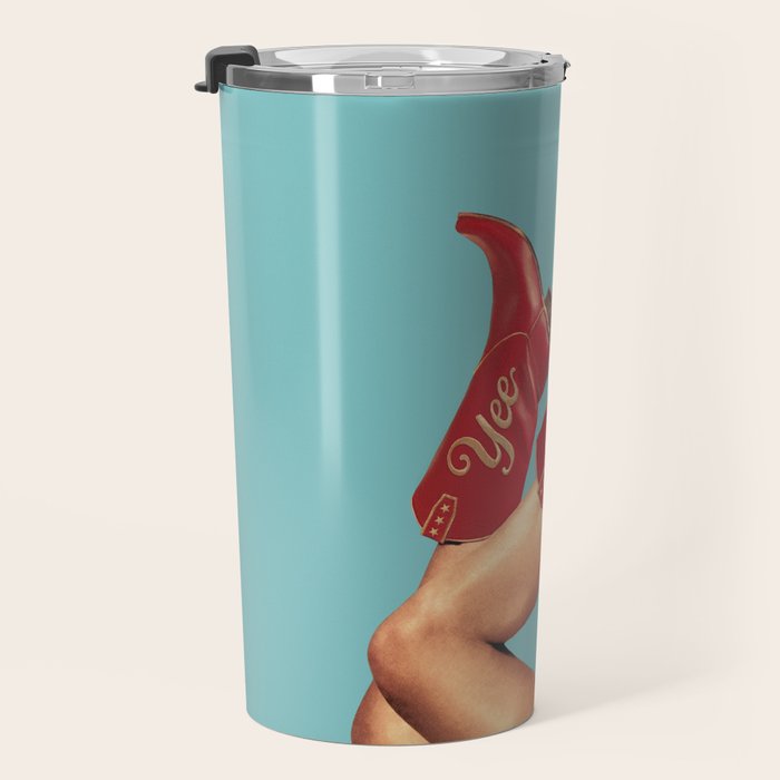 These Boots - Yee haw Cherry Red n Blue Travel Mug Gallery Image 3