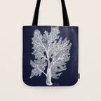 Sea Fan Coral - White on Navy Tote Bag Gallery Image 1