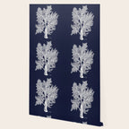 Sea Fan Coral - White on Navy Wallpaper Gallery Image 2