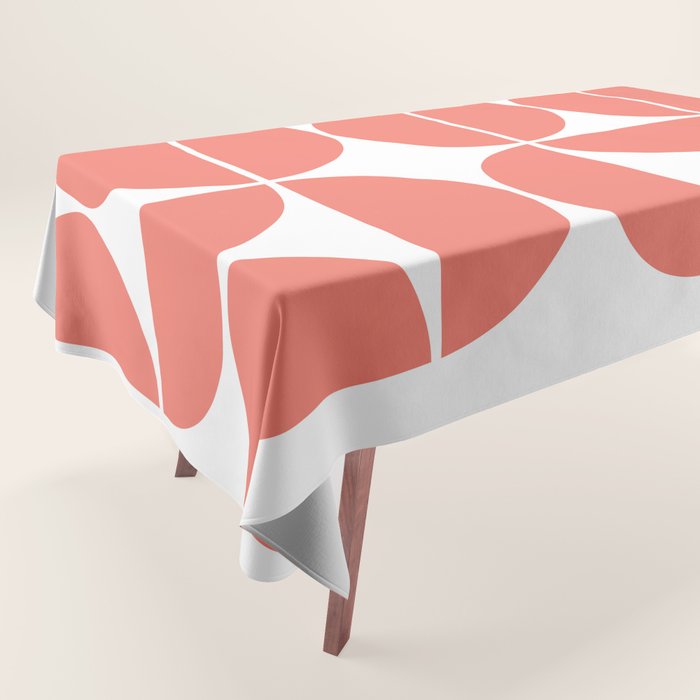 Mid Century Modern Living Coral Square Tablecloth Gallery Image 1