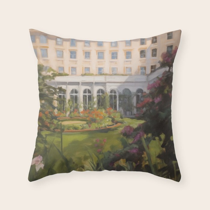 Grand hotel garden Throw Pillow Gallery Image 1