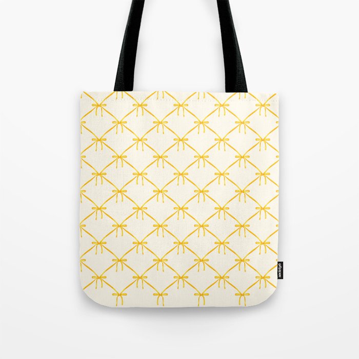 Bows & Ribbons Pattern IX Yellow Tote Bag Gallery Image 1