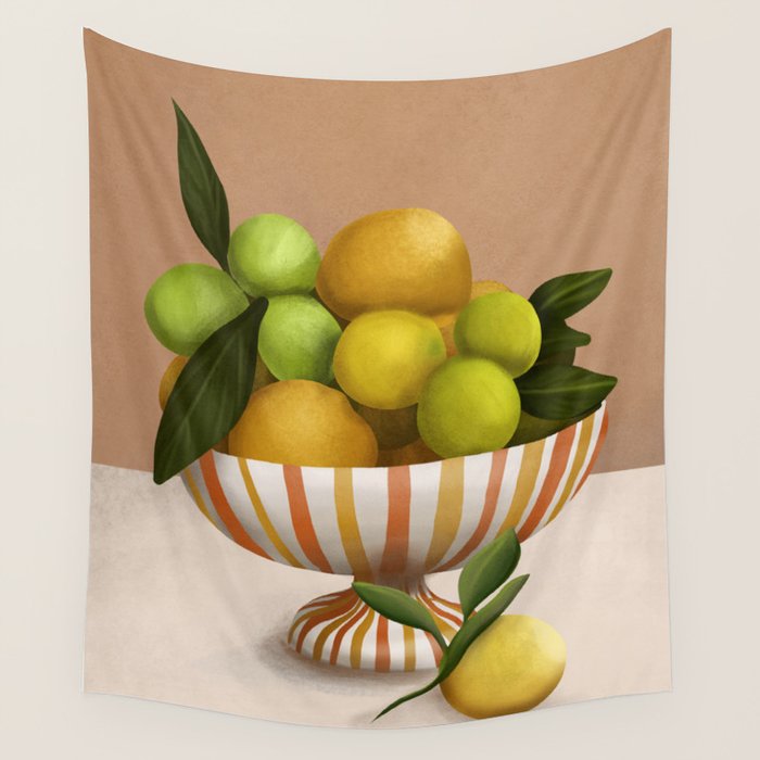 Golden Citrus 1 Wall Tapestry Gallery Image 1