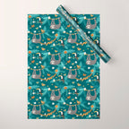 Sloth Hanging in a Teal Forest Wrapping Paper Gallery Image 1