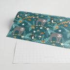 Sloth Hanging in a Teal Forest Wrapping Paper Gallery Image 2