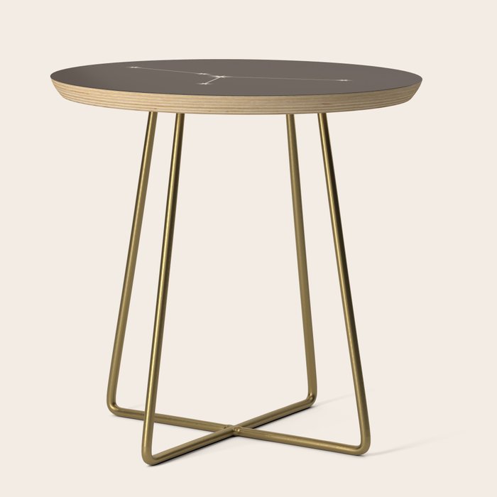 Cancer Zodiac Star Constellation Line Art Coffee Brown Side Table Gallery Image 1