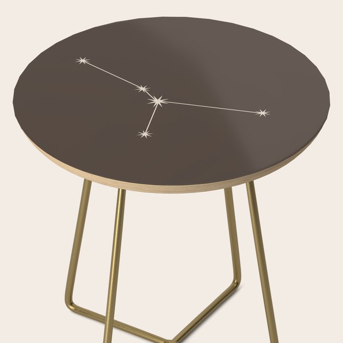 Cancer Zodiac Star Constellation Line Art Coffee Brown Side Table Gallery Image 2