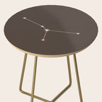 Cancer Zodiac Star Constellation Line Art Coffee Brown Side Table Gallery Image 2