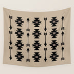 Southwestern Arrow Pattern 232 Black and Beige Wall Tapestry Gallery Image 4