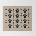 Southwestern Arrow Pattern 232 Black and Beige Throw Blanket Gallery Image 2