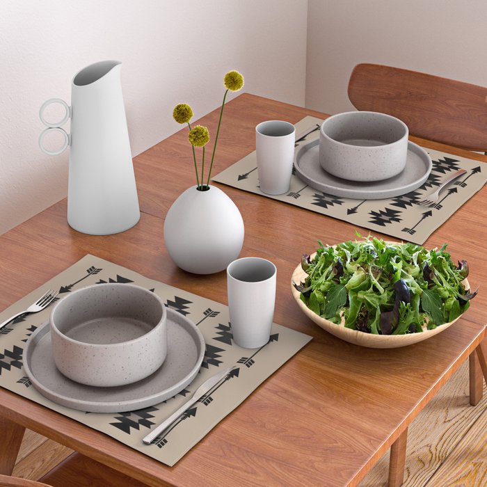 Southwestern Arrow Pattern 232 Black and Beige Placemat Gallery Image 2