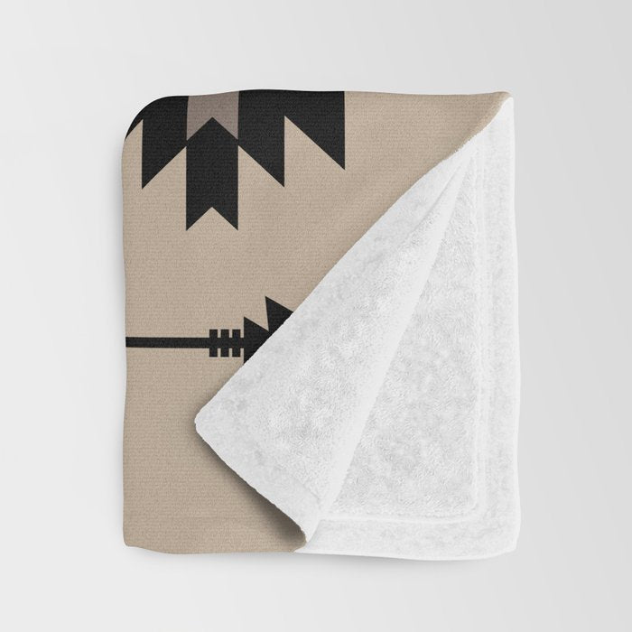 Southwestern Arrow Pattern 232 Black and Beige Throw Blanket Gallery Image 3