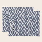 Boho Herringbone Pattern, Navy Blue and White Placemat Gallery Image 1