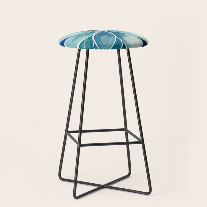 Blue and Green Bloom in Floral Stool Gallery Image 1