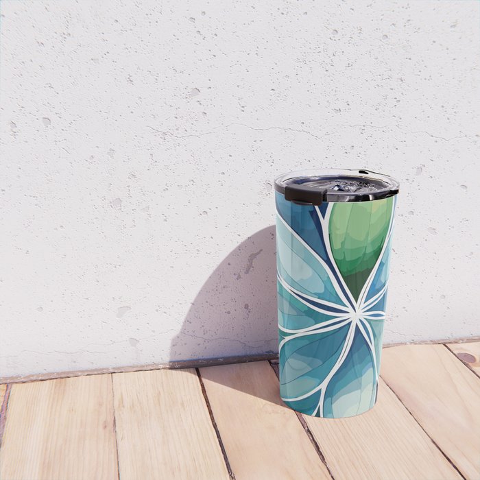 Blue and Green Bloom in Floral Travel Mug Gallery Image 4