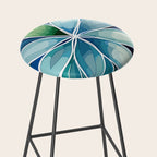Blue and Green Bloom in Floral Stool Gallery Image 2