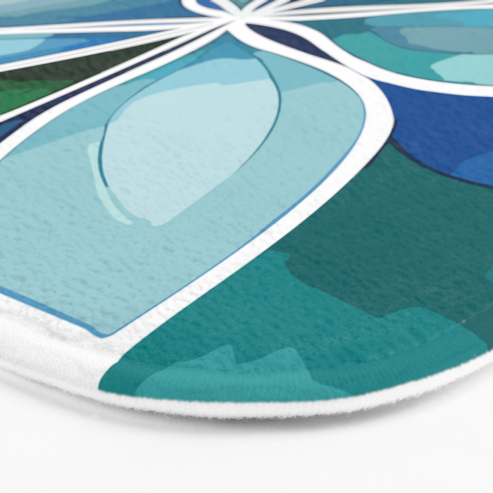 Blue and Green Bloom in Floral Bath Mat Gallery Image 3