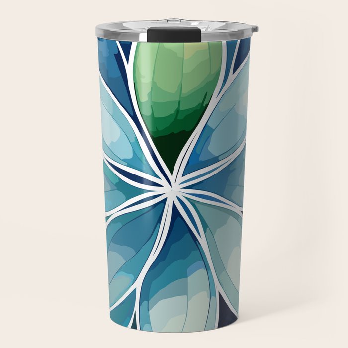 Blue and Green Bloom in Floral Travel Mug Gallery Image 1