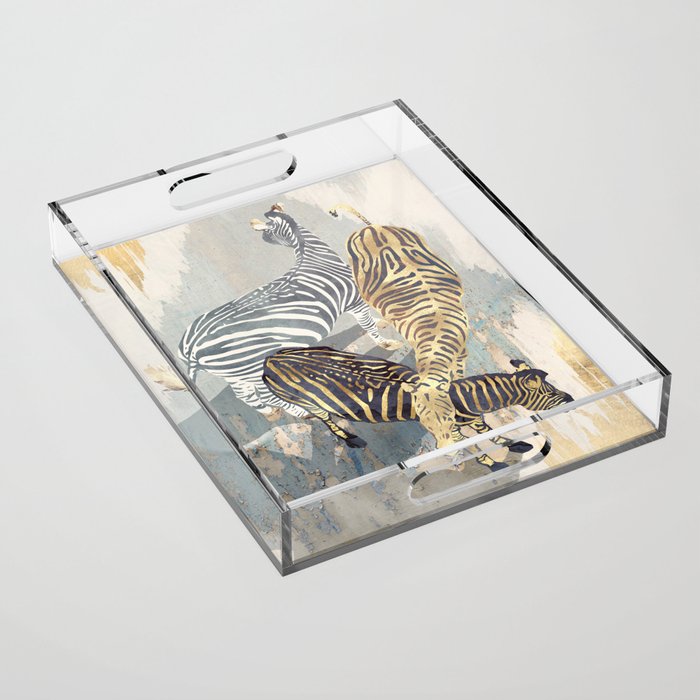 Metallic Zebras Acrylic Tray Gallery Image 1