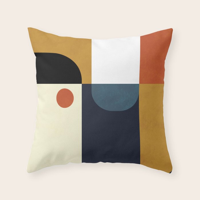 mid century abstract shapes fall winter 4 Throw Pillow Gallery Image 1