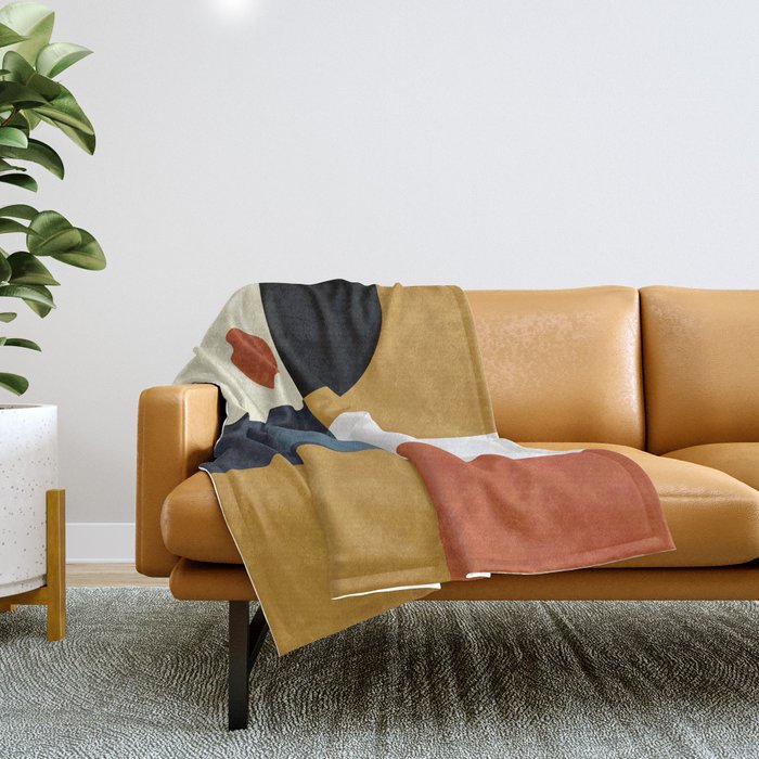 mid century abstract shapes fall winter 4 Throw Blanket Gallery Image 1