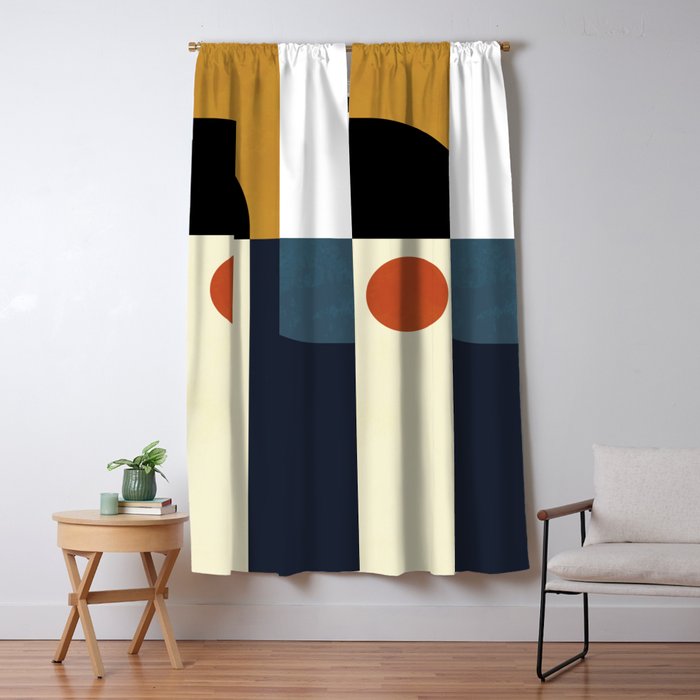 mid century abstract shapes fall winter 4 Window Curtain Gallery Image 5