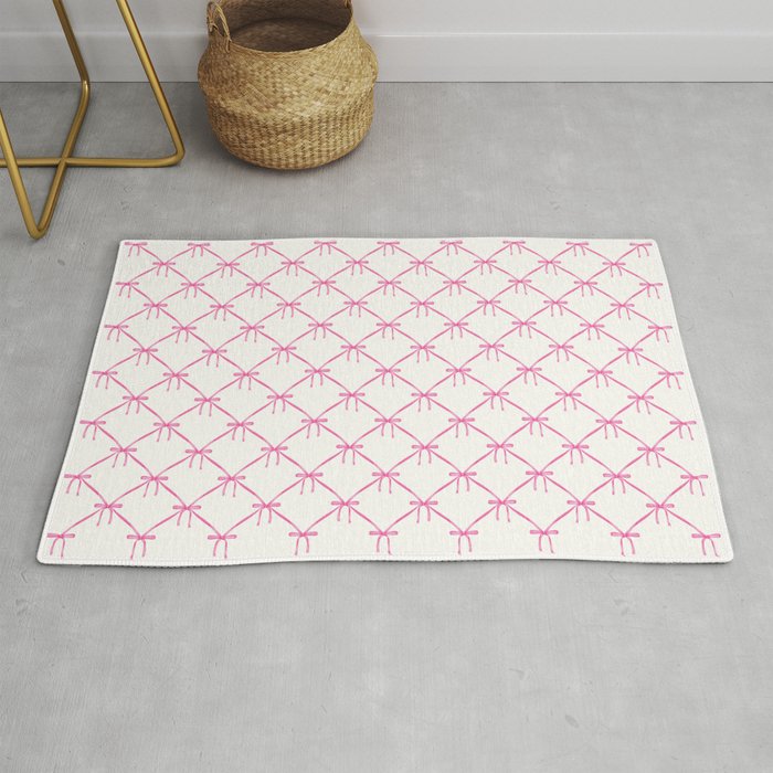 Bows & Ribbons Pattern VIII Y2K Pink Rug Gallery Image 1