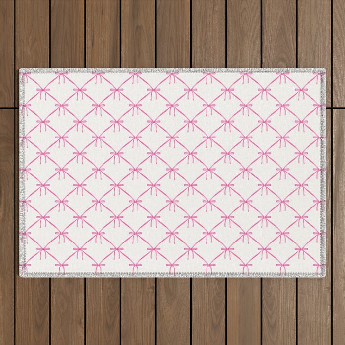 Bows & Ribbons Pattern VIII Y2K Pink Outdoor Rug Gallery Image 1