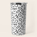 Fun black and white doodle shape  pattern Travel Mug Gallery Image 1