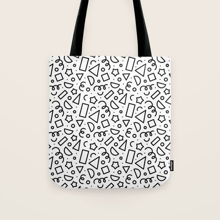 Fun black and white doodle shape  pattern Tote Bag Gallery Image 1