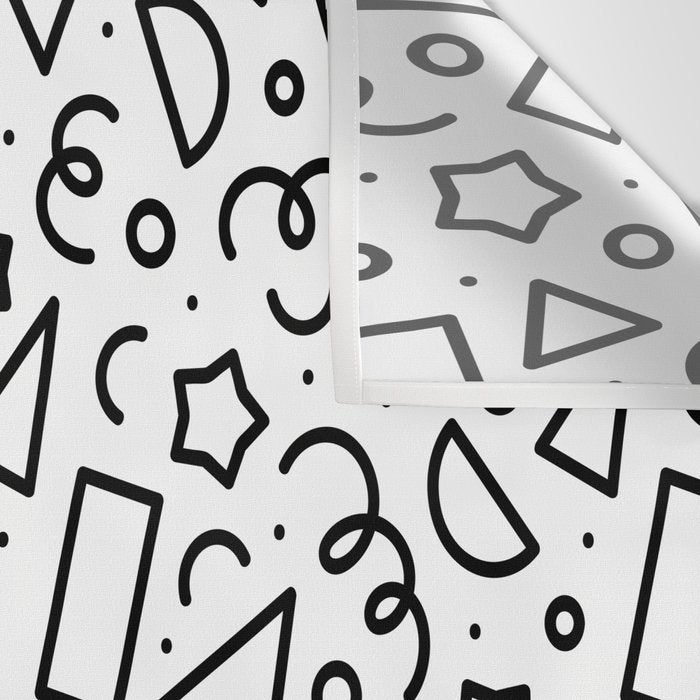 Fun black and white doodle shape  pattern Wall Tapestry Gallery Image 3