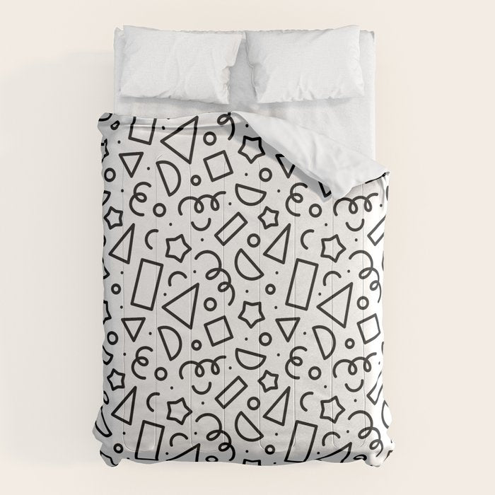 Fun black and white doodle shape  pattern Comforter Gallery Image 1