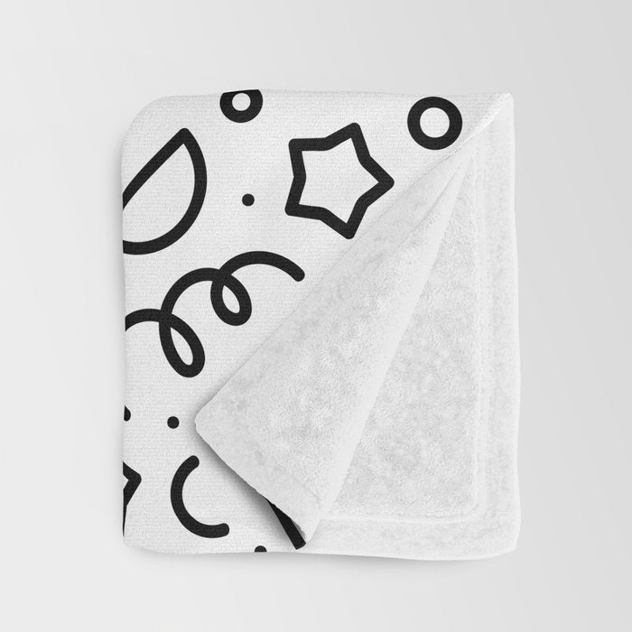 Fun black and white doodle shape  pattern Throw Blanket Gallery Image 3