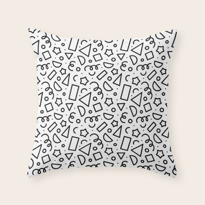 Fun black and white doodle shape  pattern Throw Pillow Gallery Image 6