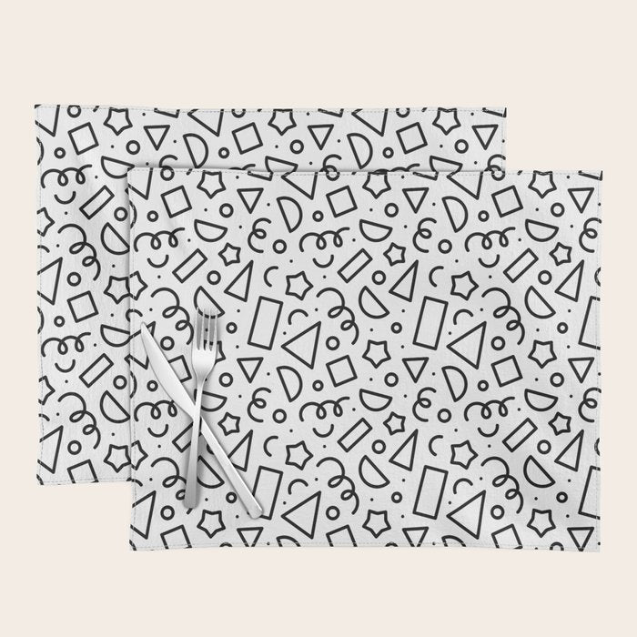 Fun black and white doodle shape  pattern Placemat Gallery Image 1
