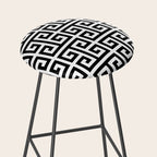 Large Black and White Greek Key Pattern Stool Gallery Image 2
