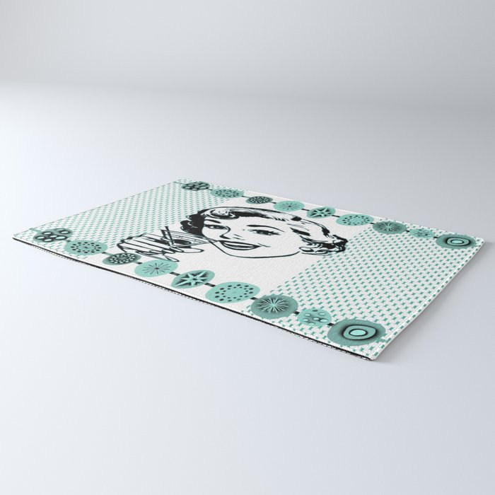 Mid-Century Modern Art Cocktail Teal Rug Gallery Image 3