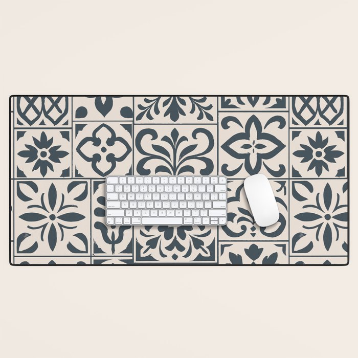 Dark Faux Tile Desk Mat Gallery Image 1