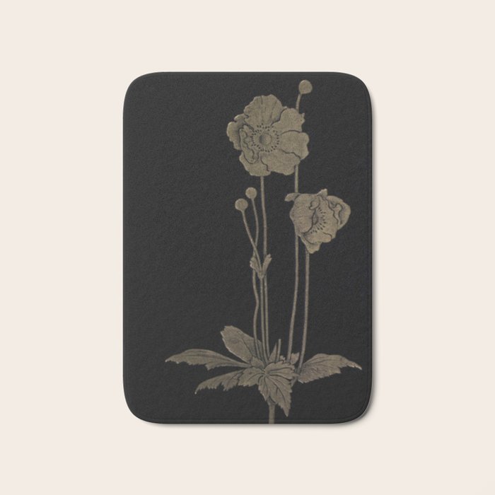 Black And Gold Poppies Bath Mat Gallery Image 1