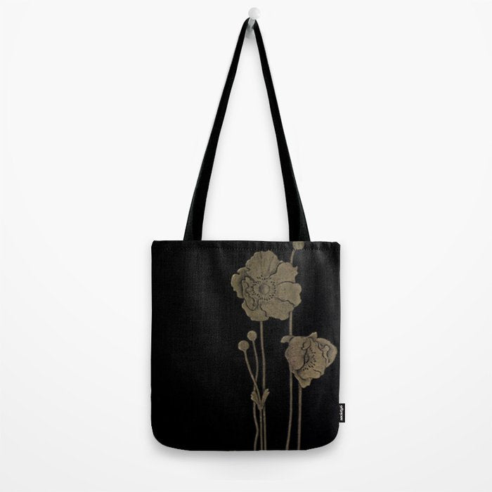 Black And Gold Poppies Tote Bag Gallery Image 2