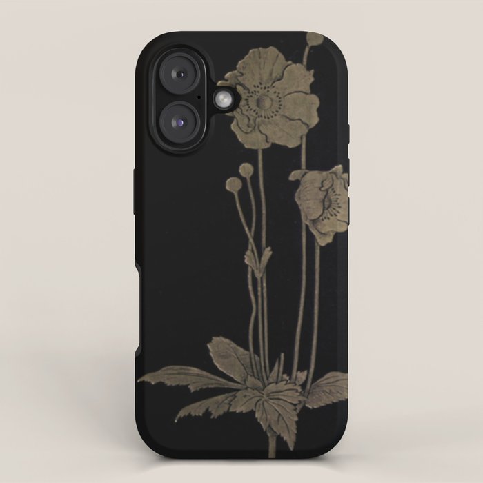Black And Gold Poppies iPhone Case Gallery Image 1