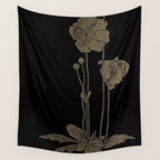 Black And Gold Poppies Wall Tapestry Gallery Image 4