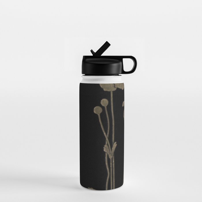 Black And Gold Poppies Water Bottle Gallery Image 1