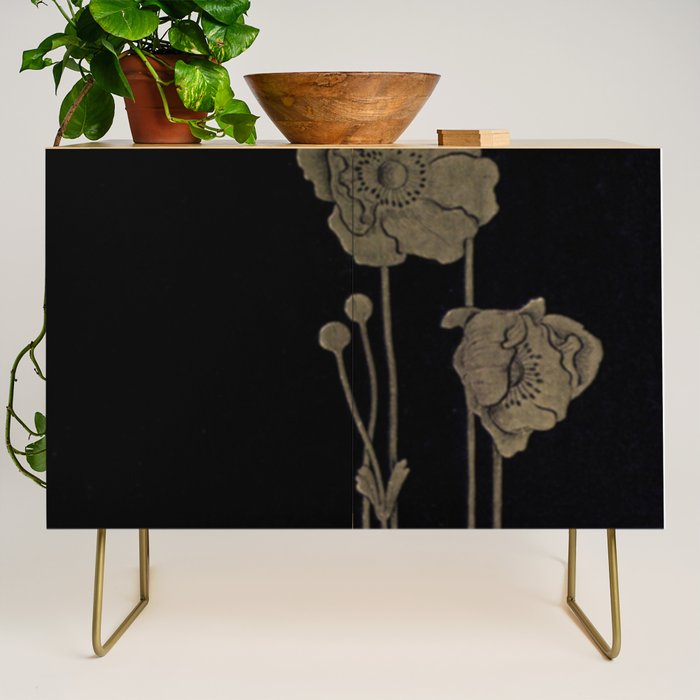 Black And Gold Poppies Credenza Gallery Image 1