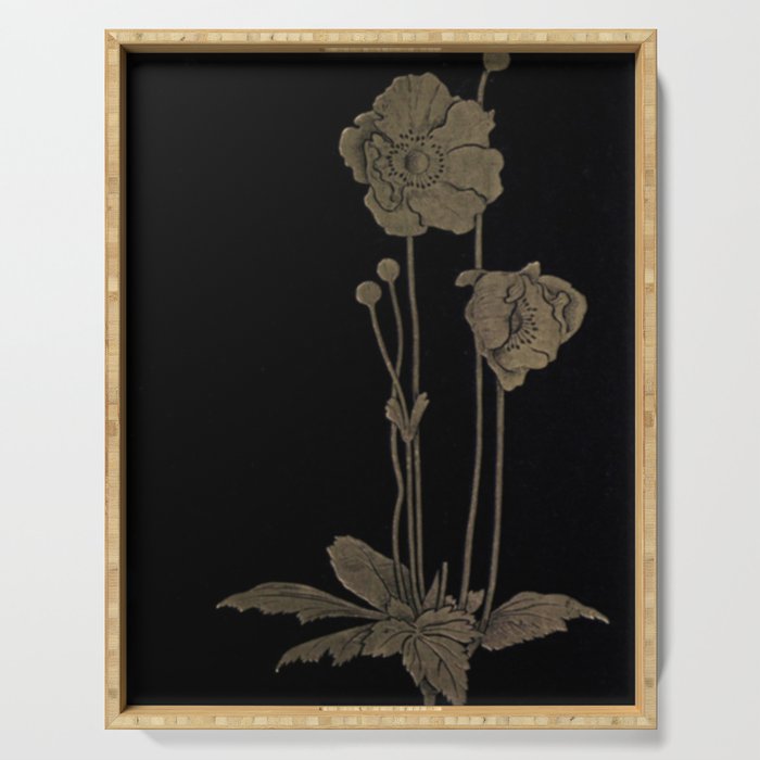 Black And Gold Poppies Serving Tray Gallery Image 1