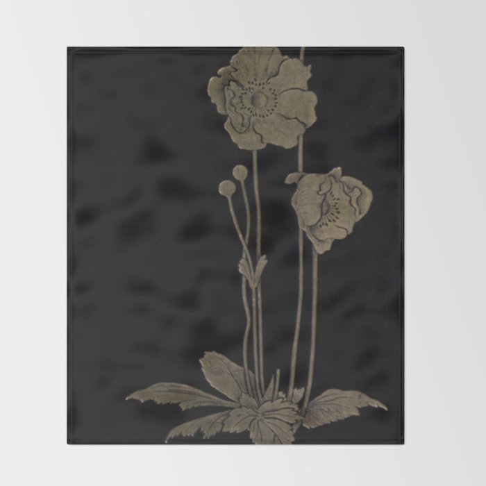 Black And Gold Poppies Throw Blanket Gallery Image 2