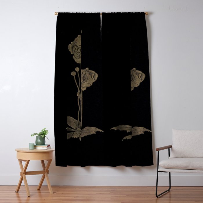 Black And Gold Poppies Window Curtain Gallery Image 5